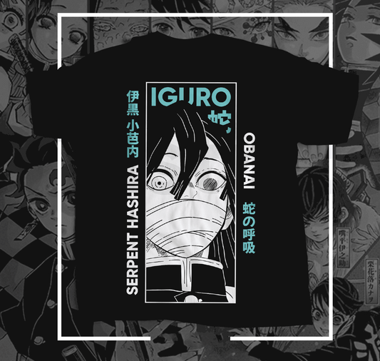 "Channel the intensity of Obanai Iguro with our exclusive tee from APEKSH! Made from 100% cotton and weighing 180GSM, it offers ultimate comfort and durability. ⚔️🐍Obanai Iguro-DEMON SLAYER-Unisex