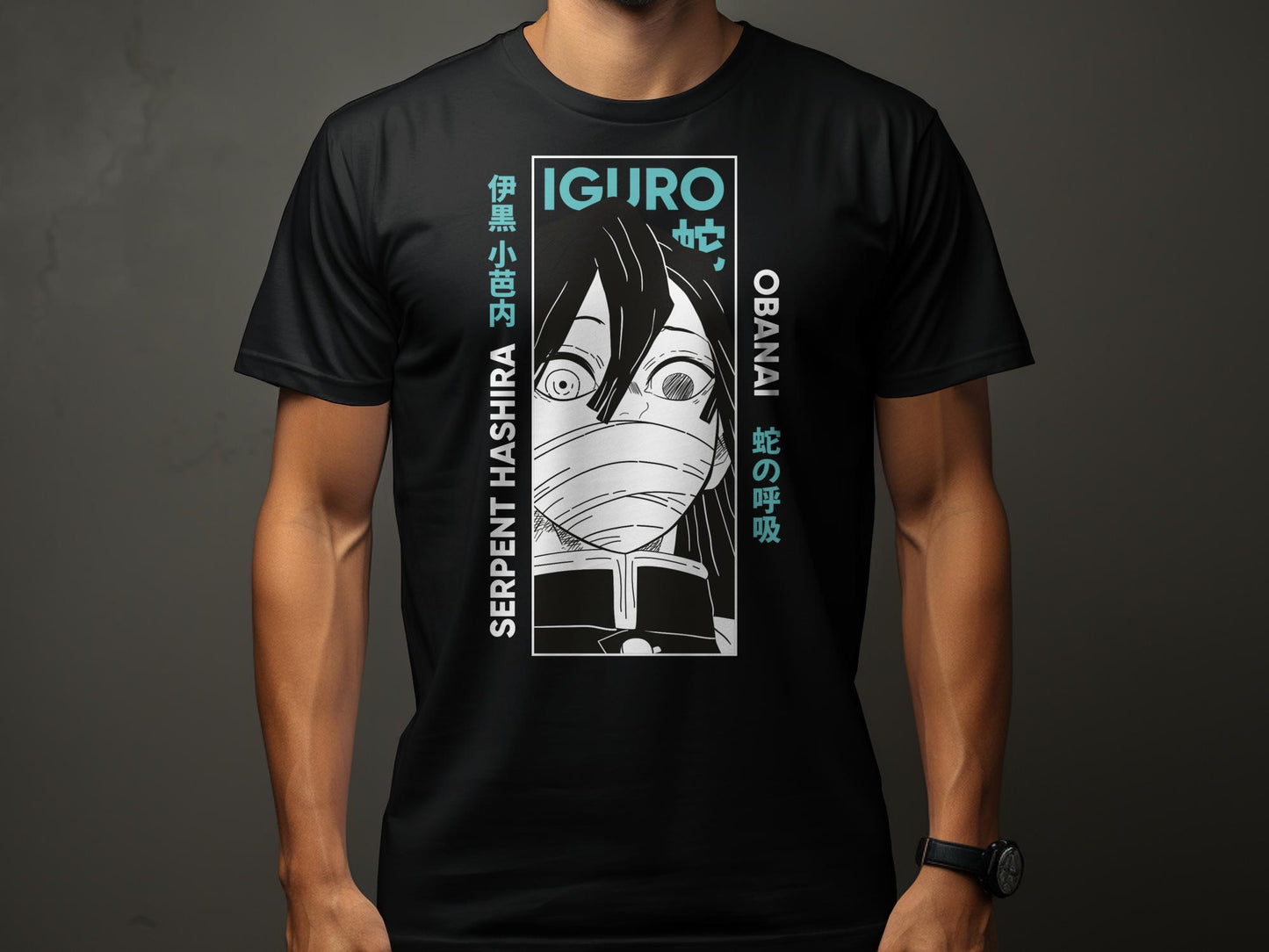 "Channel the intensity of Obanai Iguro with our exclusive tee from APEKSH! Made from 100% cotton and weighing 180GSM, it offers ultimate comfort and durability. ⚔️🐍Obanai Iguro-DEMON SLAYER-Unisex