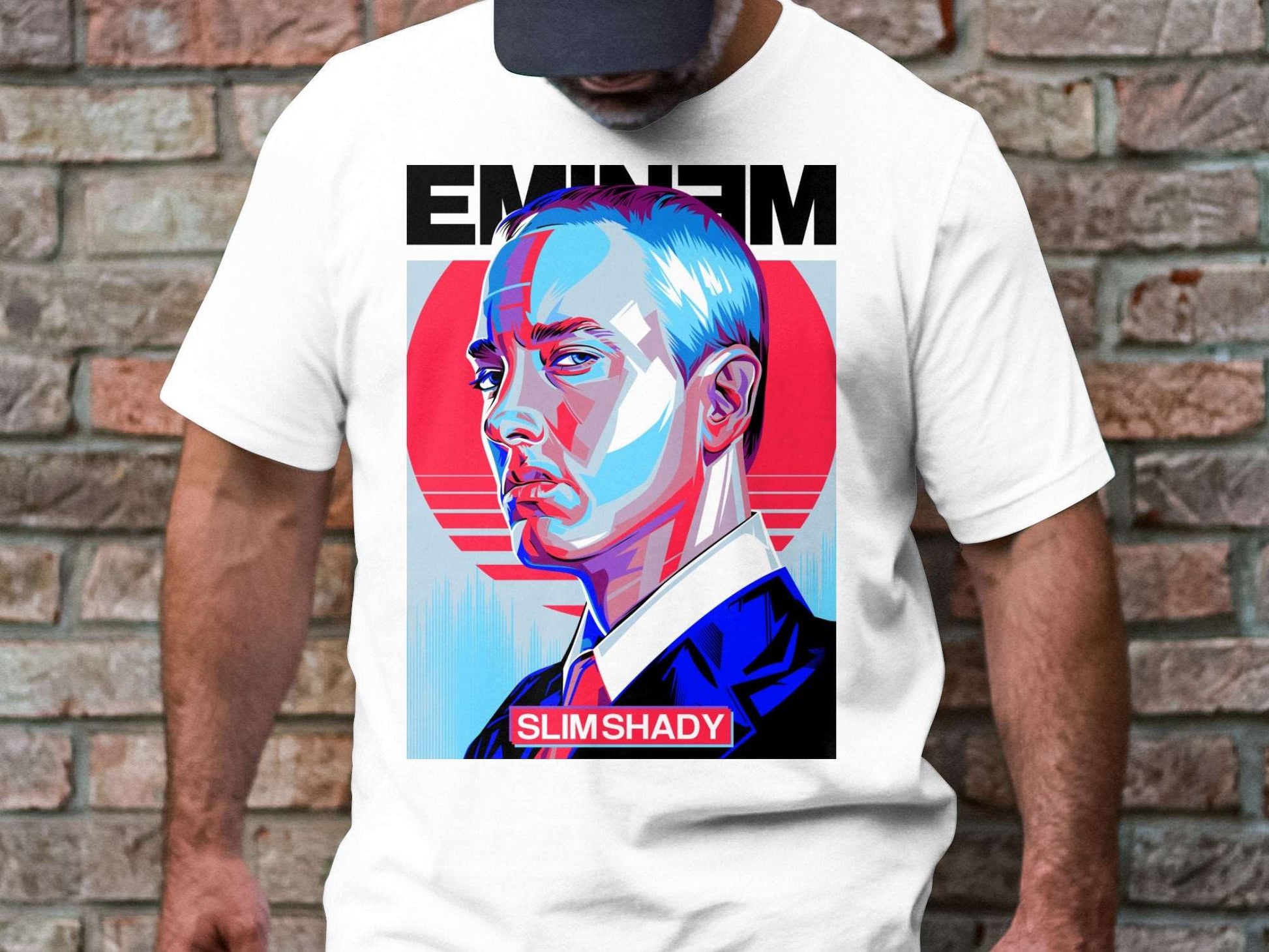 "Showcase your love for hip-hop legend Eminem with this premium Slim Shady unisex t-shirt. Crafted from 100% high-quality cotton, this comfortable and durable tee feEMINEM SLIM SHADY-Unisex