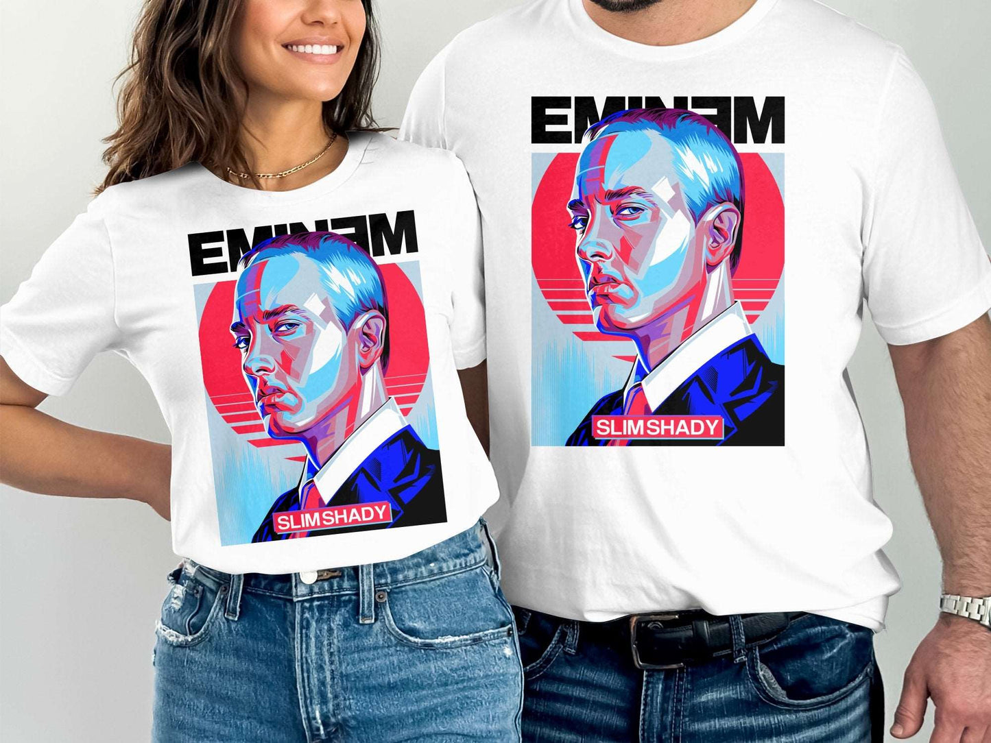 "Showcase your love for hip-hop legend Eminem with this premium Slim Shady unisex t-shirt. Crafted from 100% high-quality cotton, this comfortable and durable tee feEMINEM SLIM SHADY-Unisex