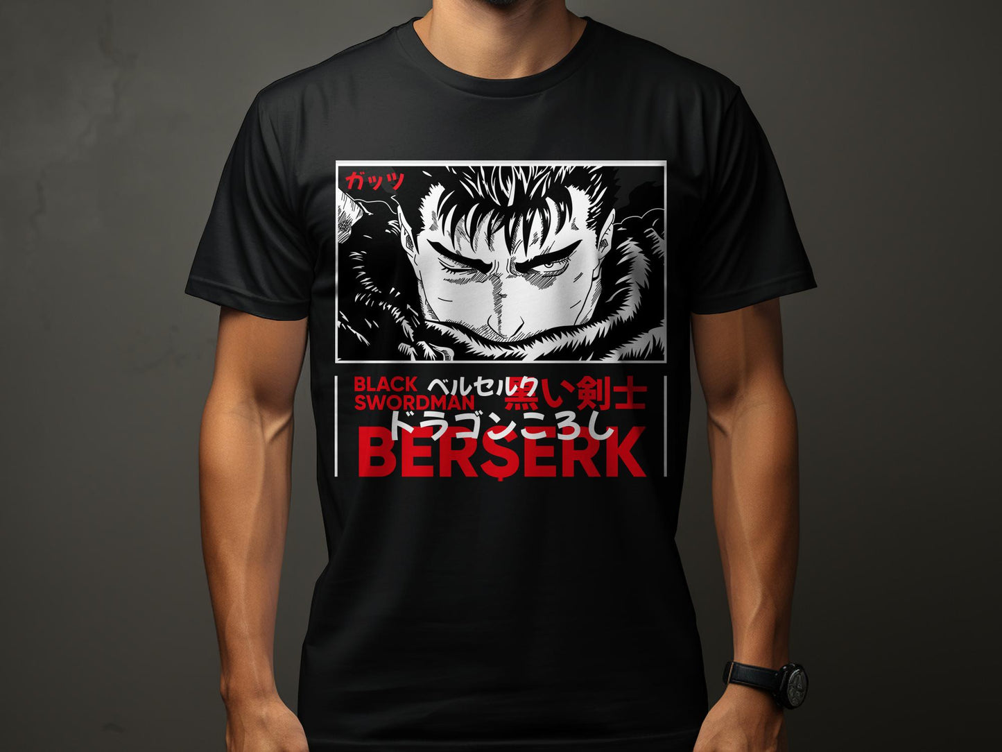 "Unleash the power and darkness of BERSERK ANIME with our Unisex Classic Tee. Crafted from premium 100% cotton and weighing 180GSM, this black half-sleeve tee embodiBERSERK 4-Black Swordman-Unisex