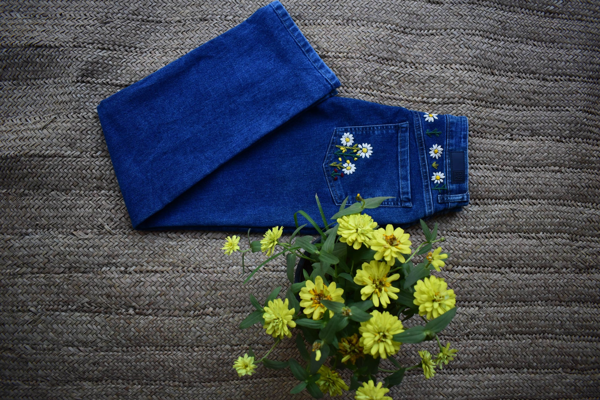 Product Description

To prolong the life of your denim garments, always wash them inside out at low temperature with similar colours. In this way, we can help reduceBlue Embroidered Jeans