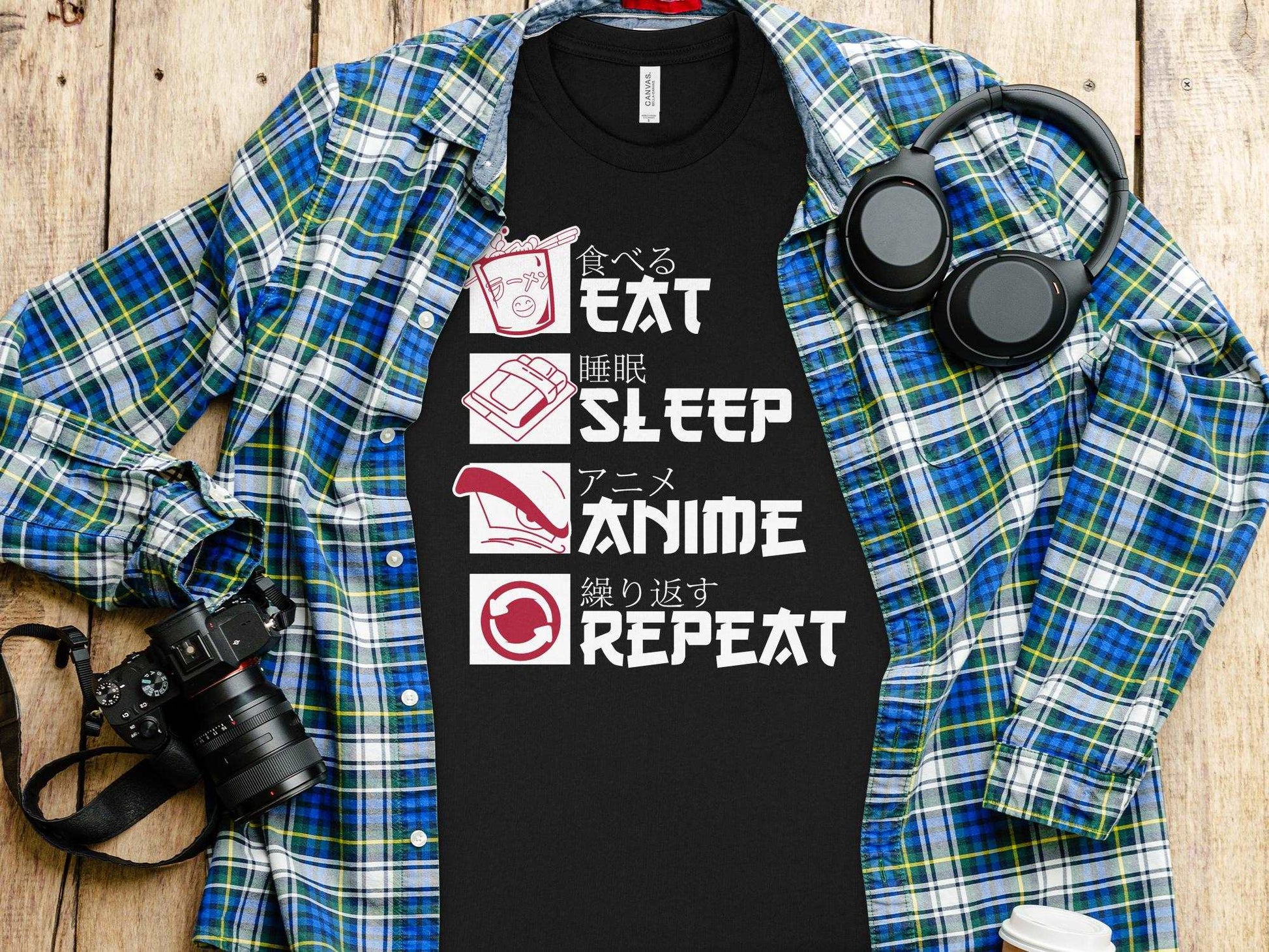 "Elevate your anime game with our EAT SLEEP ANIME REPEAT Tee from APEKSH! Made from 100% cotton and weighing 180GSM for supreme comfort and durability. 🍜💤🎌 Let yoEAT SLEEP ANIME REPEAT -Unisex