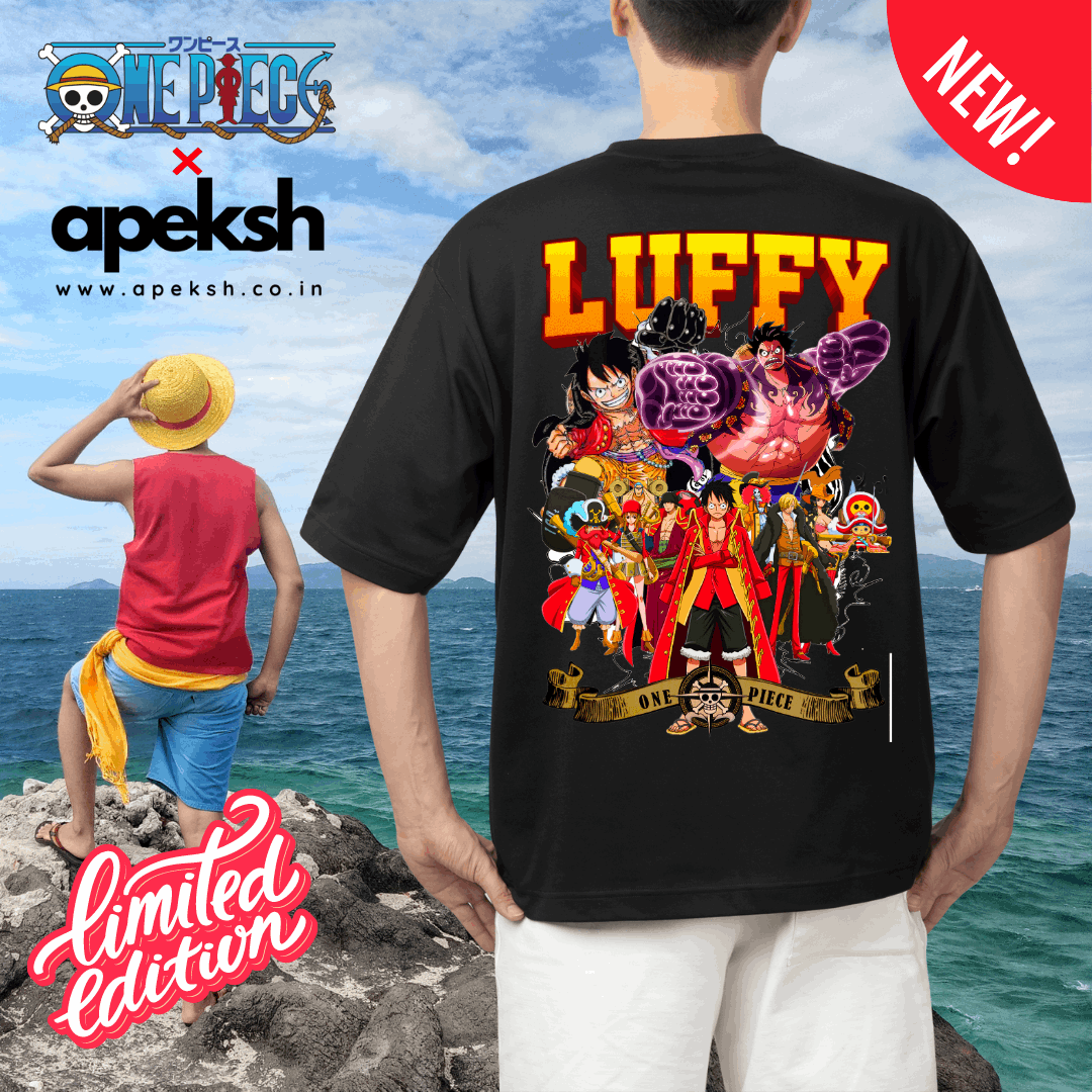 Embrace the spirit of adventure with our exclusive Luffy Limited Edition One Piece Oversized T-Shirt, a tribute to the iconic Monkey D. Luffy from the legendary anim-SHIRT 100% COTTON 180GSM