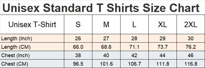 Standard T-Shirt Size Chart