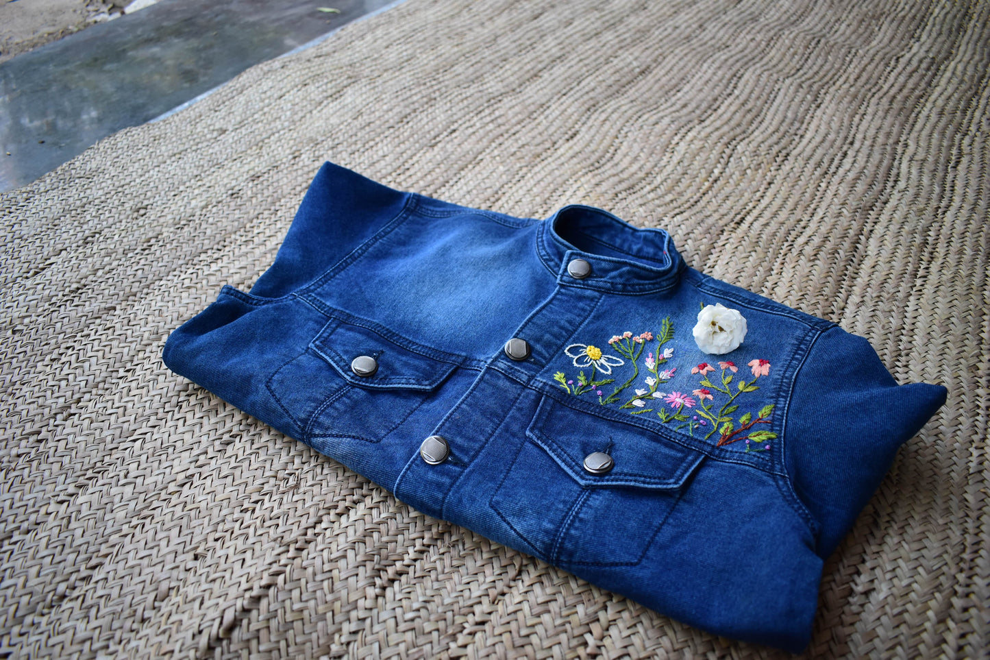 Product Description

To prolong the life of your denim garments, always wash them inside out at low temperatures with similar colors. In this way, we can help reduceUnisex Embroidered Denim Jacket