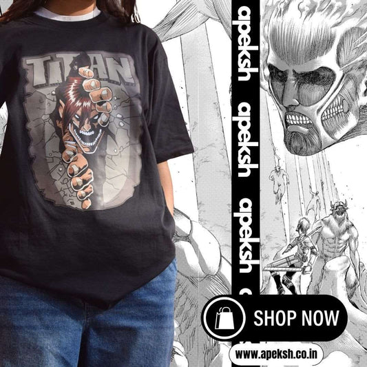 TITAN-EREN -AOT T-Shirt - 100% Cotton, 180GSM,Half Sleeve - APEKSH