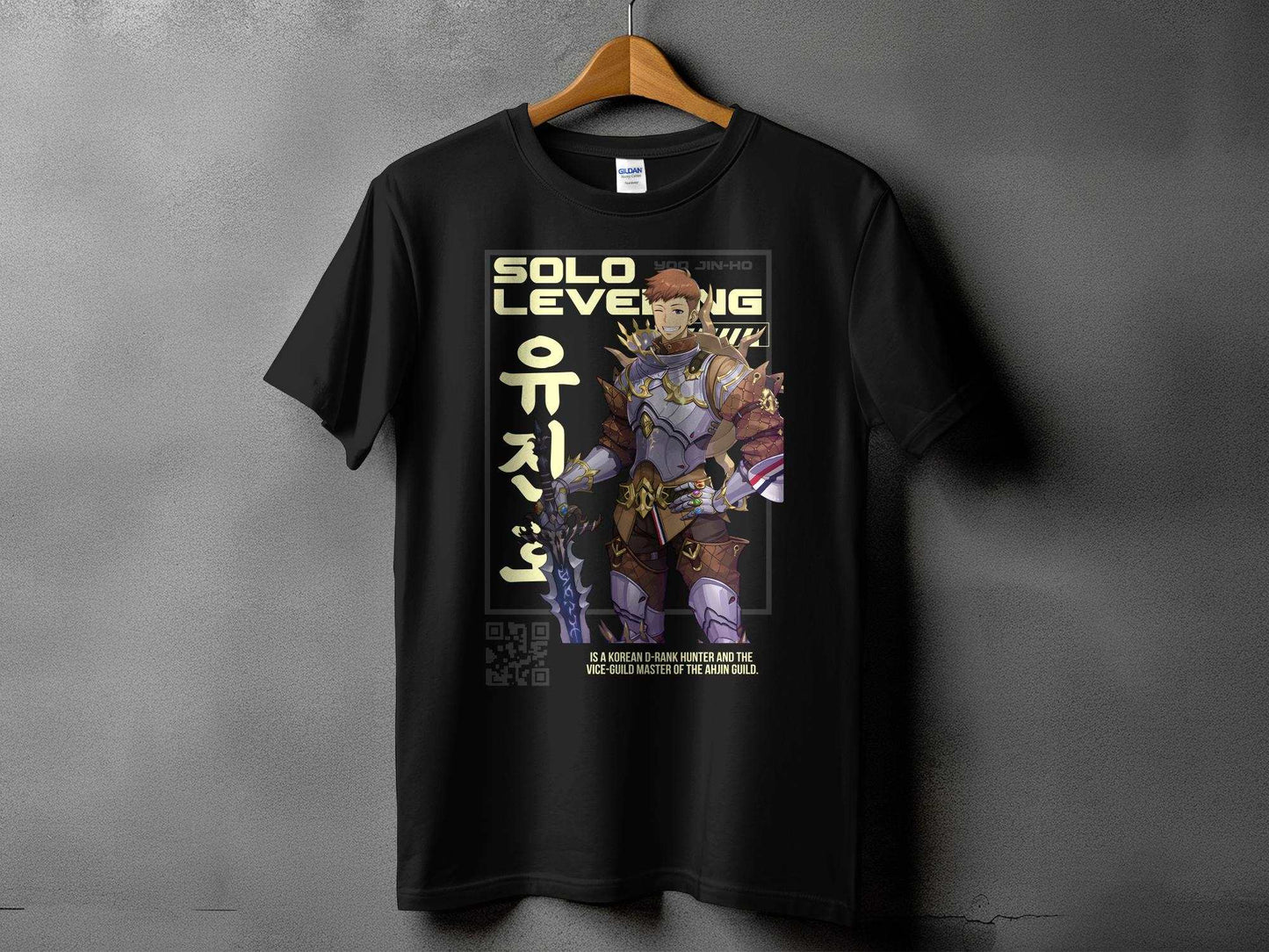 "Embrace the charisma of Yo Jin-Ho with our exclusive SOLO LEVELING printed t-shirt! Crafted on 180GSM 100% cotton with a luxurious bio finish, this premium-quality YO JIN-HO - SOLO LEVELING- UNISEX