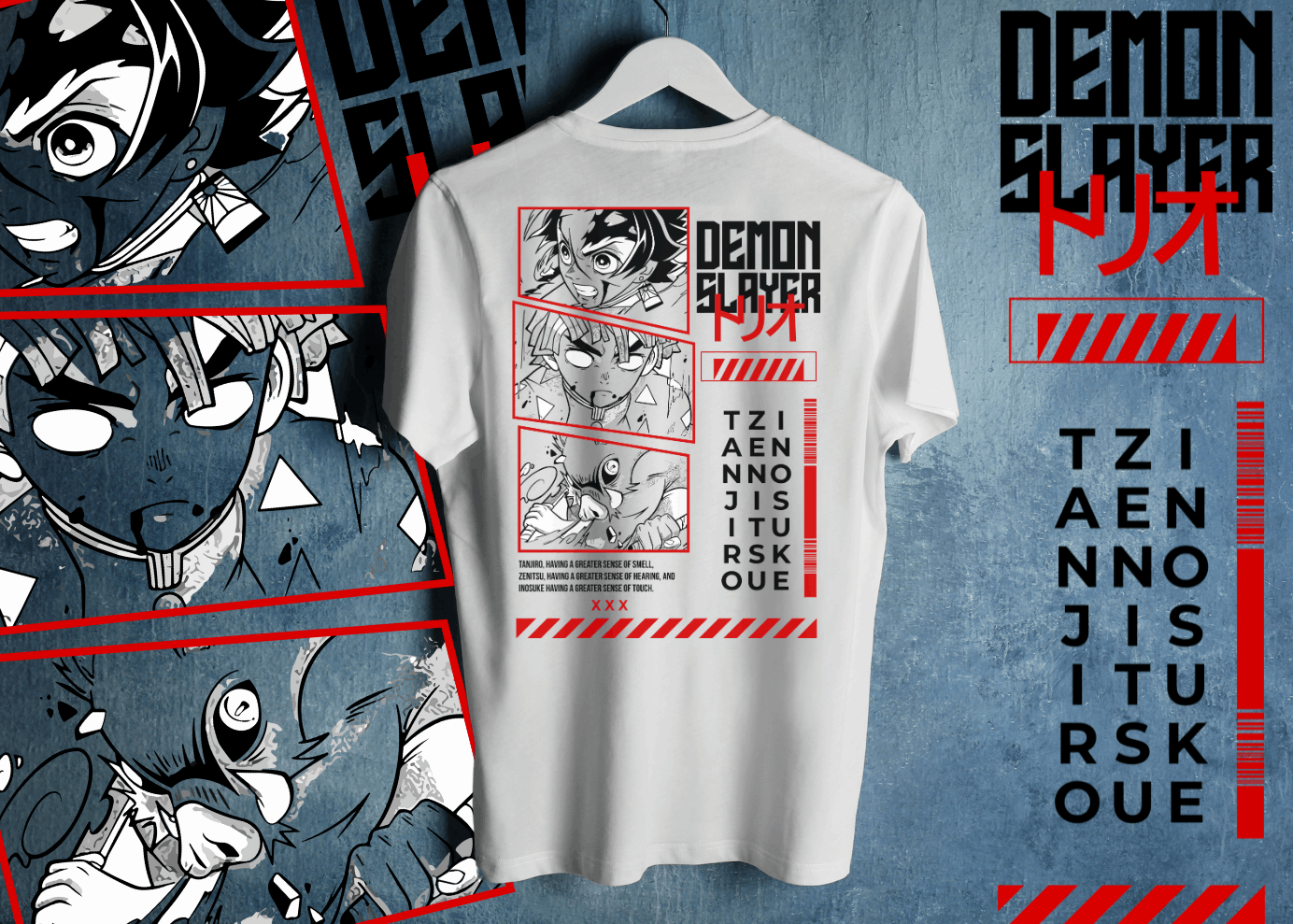 👕 Elevate your anime style with the InoZenTan Team from DEMON SLAYER - Unisex T-Shirt! Made from 100% premium cotton, this FRONT &amp; BACK  printed t-shirt combineInoZenTan Team-DEMON SLAYER -Unisex