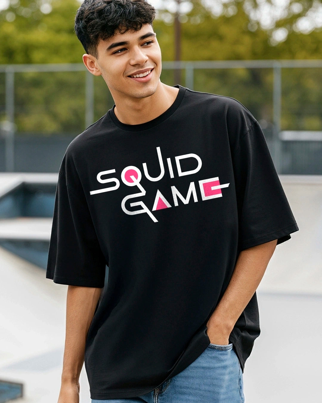 men-s-black-squid-game-graphic-printed