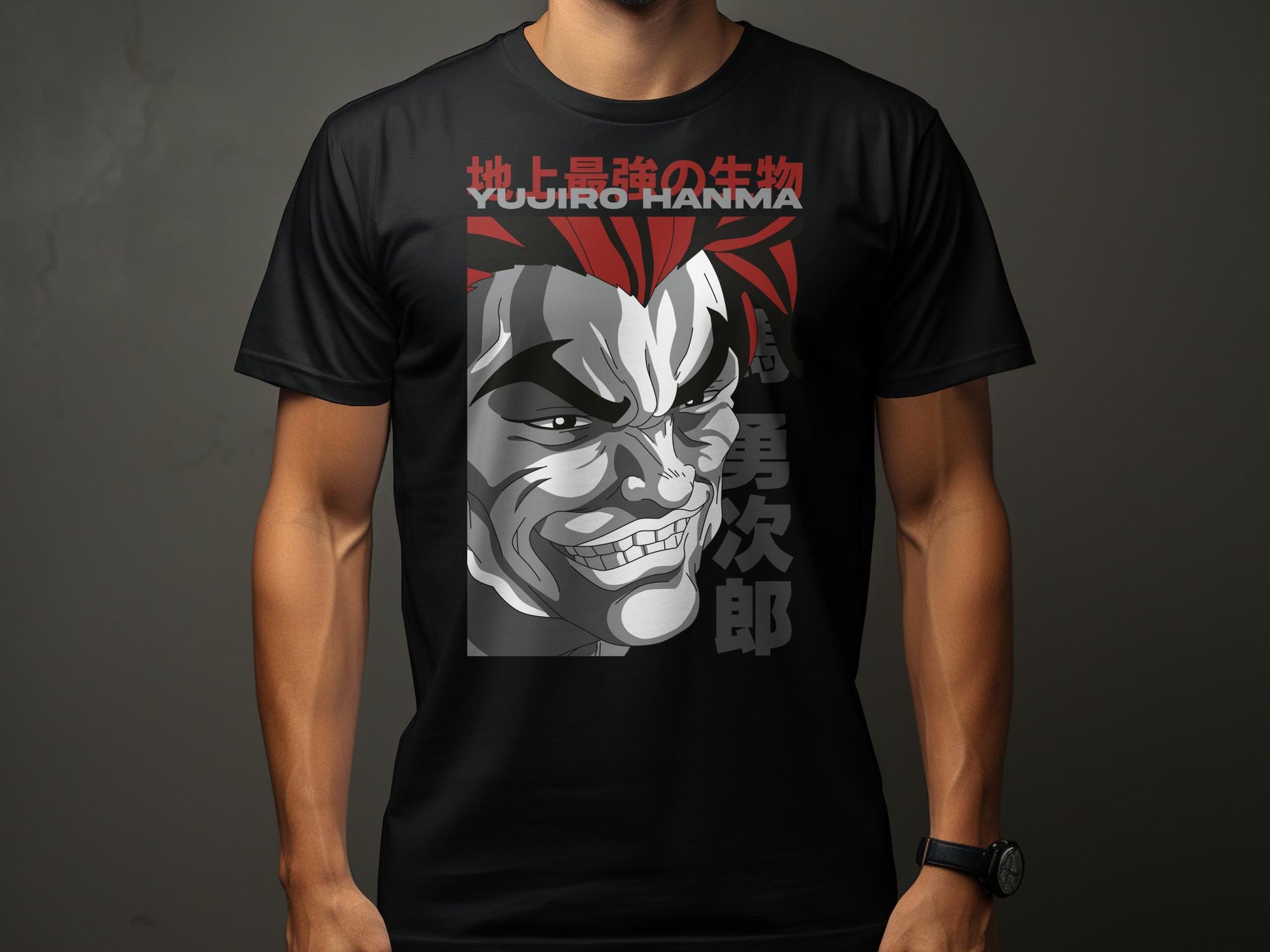 "Introducing our exclusive YUJIRO HANMA printed t-shirt, the epitome of strength and style! Crafted with precision on 180GSM 100% cotton with a luxurious bio finish,YUJIRO HANMA 2-Unisex