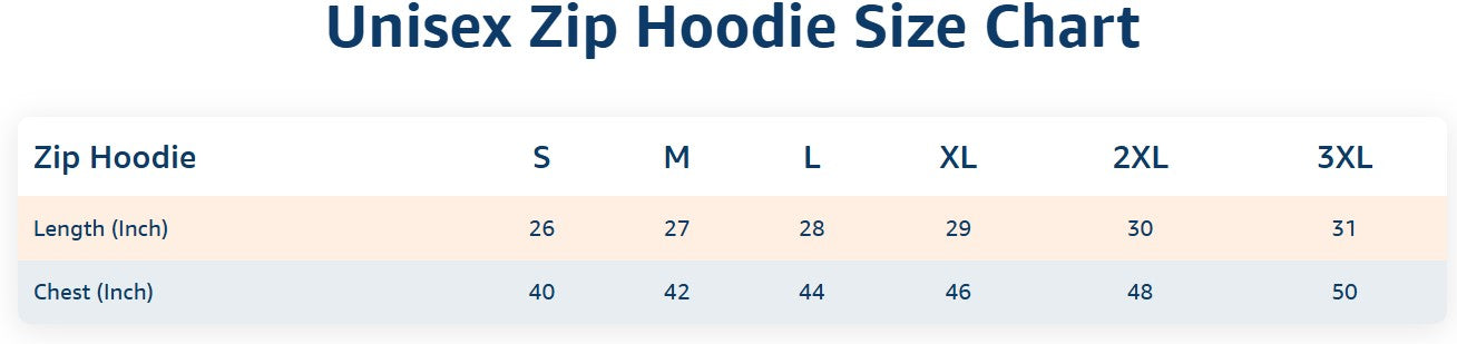 SIZE CHART HOODIE