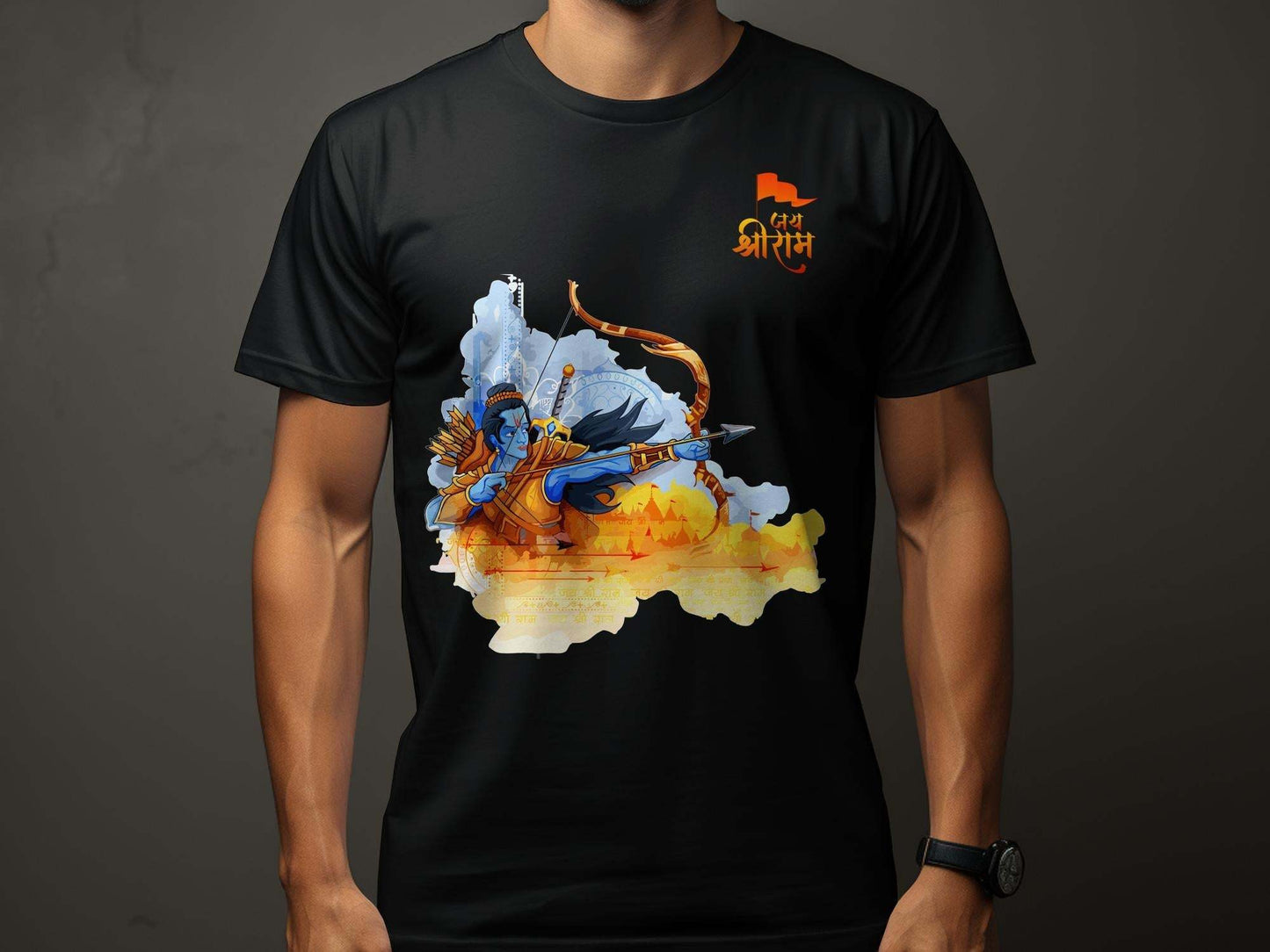 Dive into the divine with our Shree Ram Ayodhya T-Shirt, a testament to your spiritual connection and cultural pride. This exclusive half-sleeve t-shirt is crafted f-Shirt - 100% Cotton, 180GSM, Half Sleeve