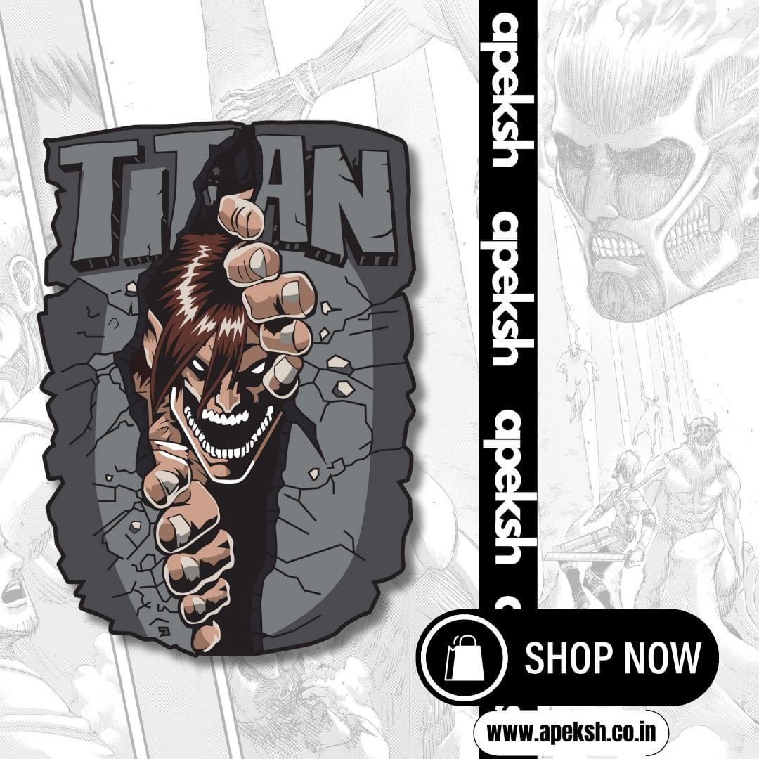 TITAN-EREN -AOT T-Shirt - 100% Cotton, 180GSM,Half Sleeve - APEKSH