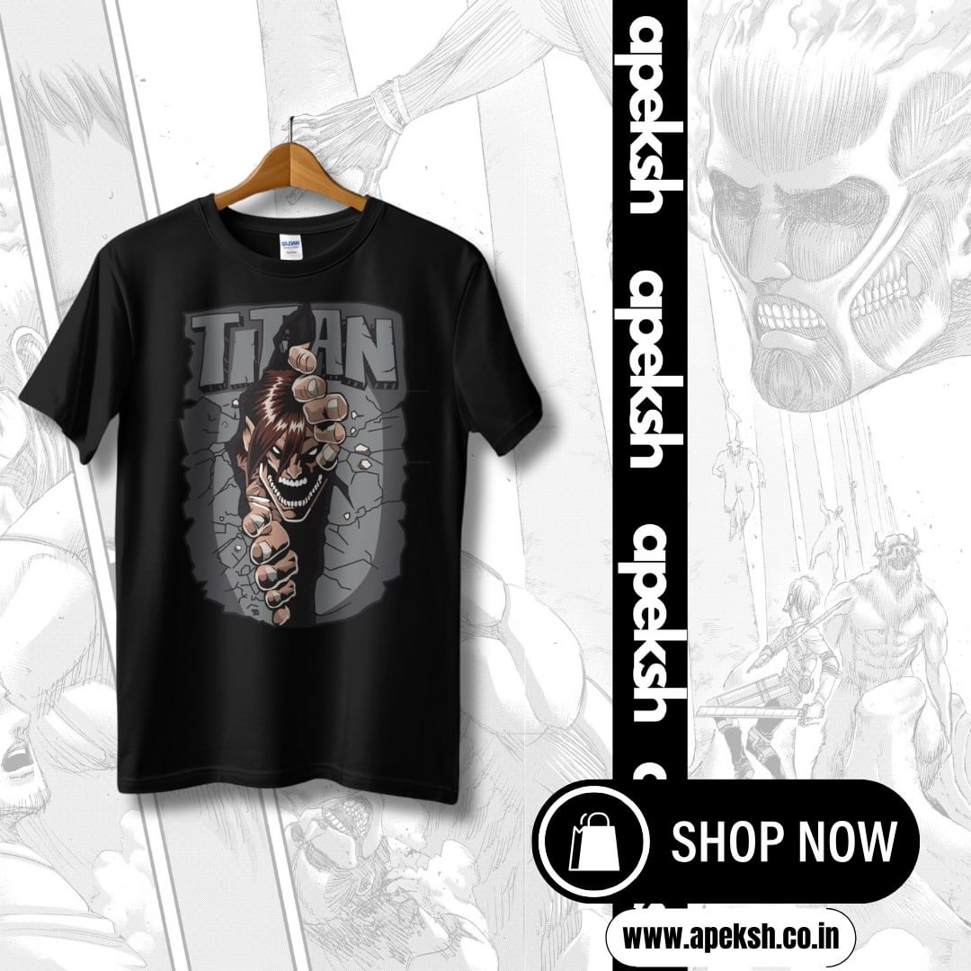 TITAN-EREN -AOT T-Shirt - 100% Cotton, 180GSM,Half Sleeve - APEKSH